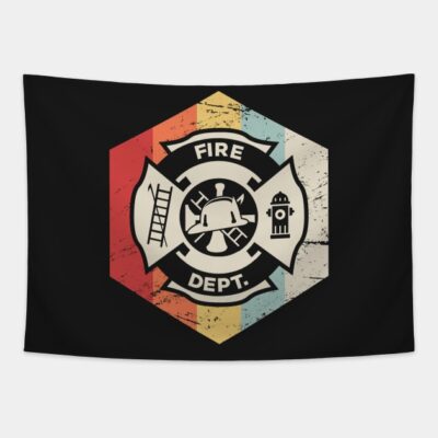 Retro Vintage Fire Department Icon Tapestry Official Firefighter Merch