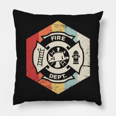 Retro Vintage Fire Department Icon Throw Pillow Official Firefighter Merch