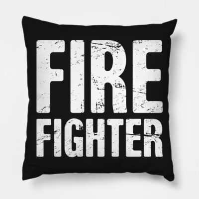 Distressed Fire Fighter Text Throw Pillow Official Firefighter Merch