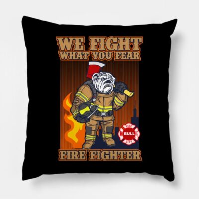 Bulldog Fire Fighter Throw Pillow Official Firefighter Merch