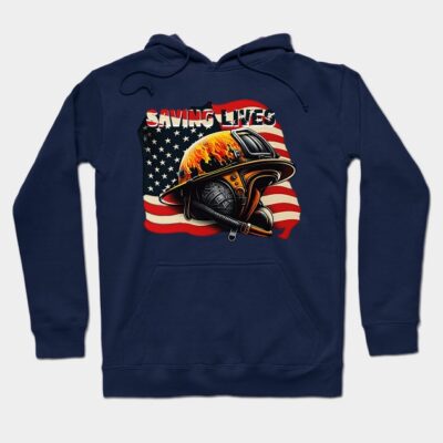 Fire Fighters Saving Lives Helmet With Usa Flag Hoodie Official Firefighter Merch