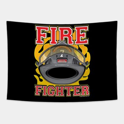 Fire Fighter Black Helmet Tapestry Official Firefighter Merch