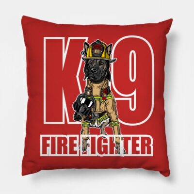 K9 Fire Fighter Poster Throw Pillow Official Firefighter Merch