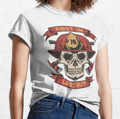 Firefighter Skull Vintage T-Shirt Official Firefighter Merch